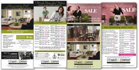 Selection of ads for Stewart & Co.
